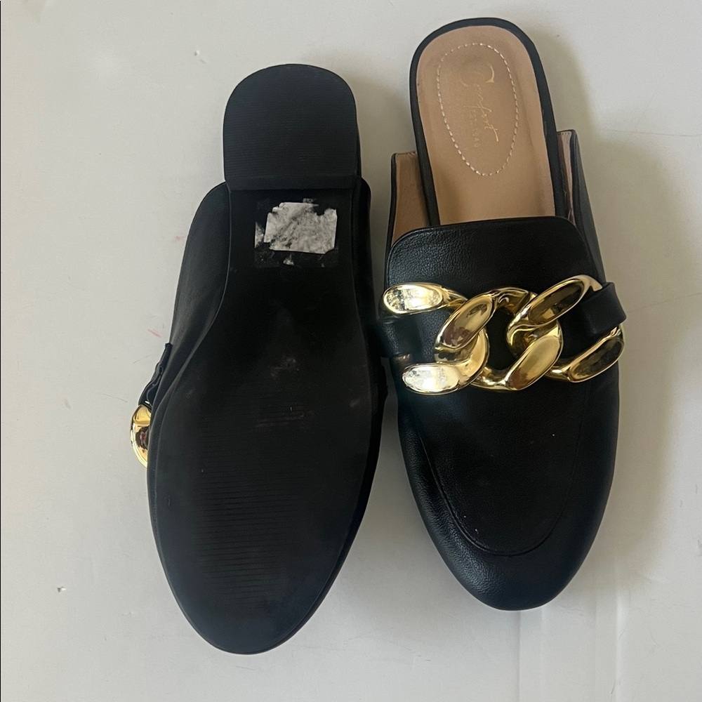 Black and Gold Women's Loafers - Picture 6 of 7